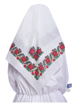 Folklore Traditional White Cotton Scarf 