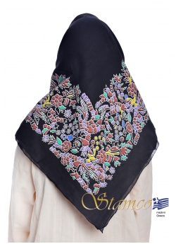 Folklore Traditional Cotton Scarf with Printed Flowers