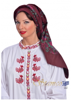 Folklore Traditional Burgundy Cotton Scarf