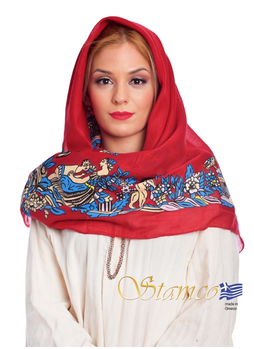 Folklore Traditional Cotton Scarf of Doxato - Dramas