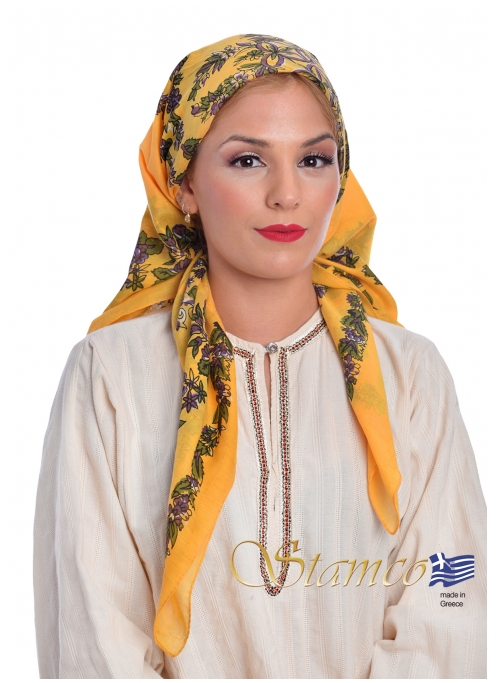 Folklore Traditional Yellow Cotton Scarf 