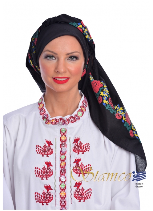 Folklore Traditional Black Cotton Scarf 