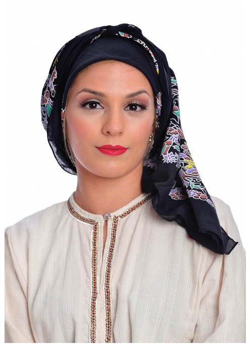 Folklore Traditional Cotton Scarf with Printed Flowers