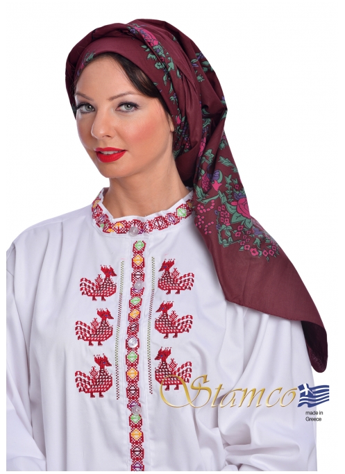 Folklore Traditional Burgundy Cotton Scarf